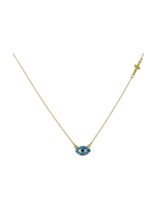 Necklace Eye from Gold 14K with Zircon