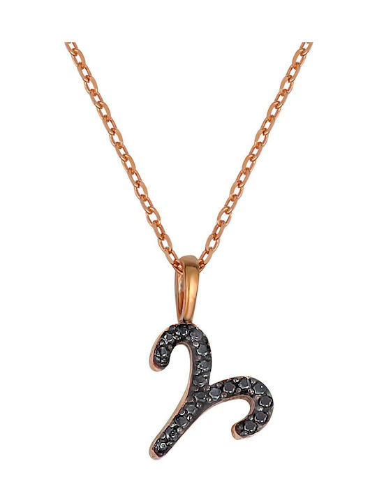 Necklace Zodiac Sign from Gold Plated Silver with Zircon