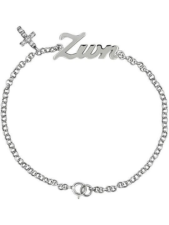 Bracelet Chain with Name made of Silver with Zircon