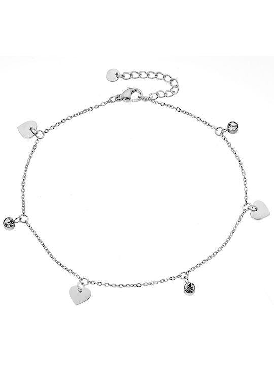 Bracelet Anklet Chain with design Heart made of Steel