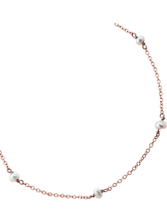 Bracelet Anklet Chain made of Rose Gold with Pearls