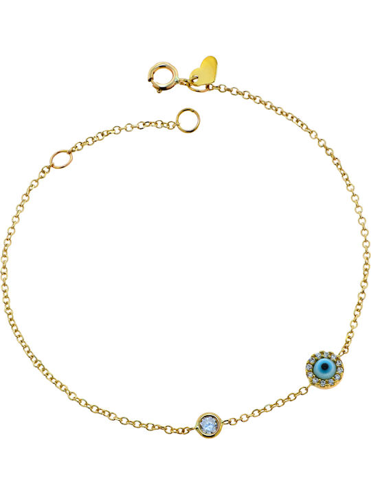 Bracelet Chain with design Eye made of Gold with Zircon