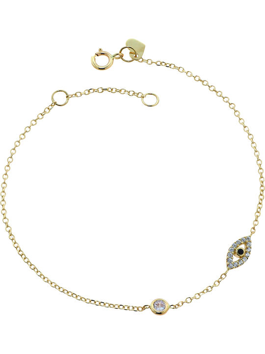 Bracelet Chain with design Eye made of Gold 14K with Zircon