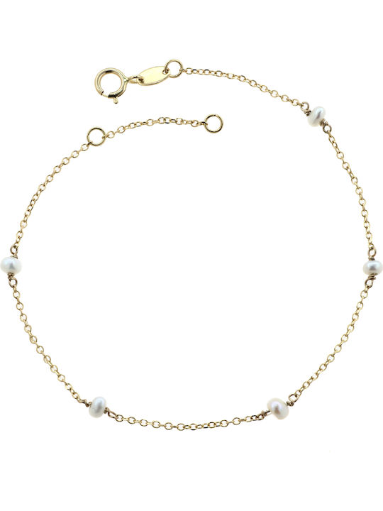 Bracelet Chain made of Gold 14K with Pearls