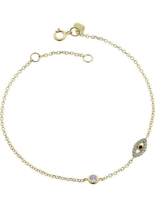 Bracelet Chain with design Eye made of Gold with Zircon