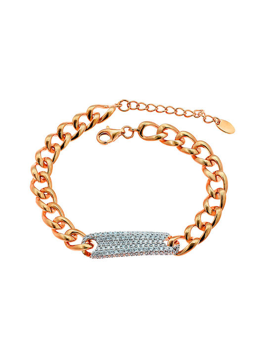 Bracelet Chain made of Silver Gold Plated with Zircon