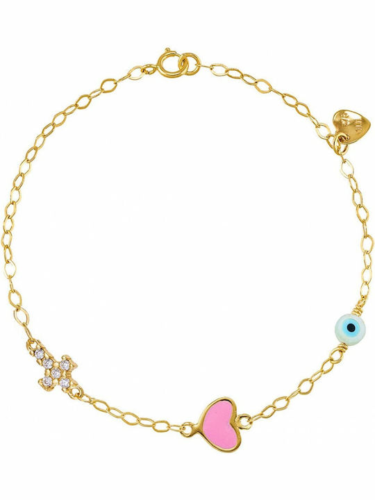 Kritsimis Bracelet Chain with design Heart made of Gold 9K