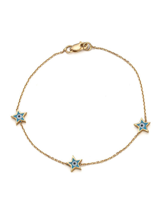 George Art Jewels Women's Bracelet with Eye Design in 14K Gold 43cm
