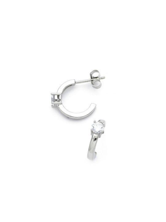 Earrings Hoops made of Silver with Stones