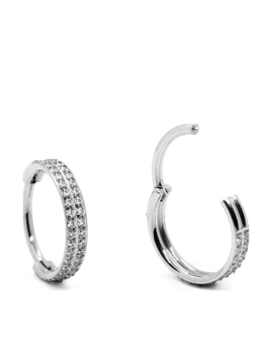 Piercing.gr Clicker 10mm Обици от Стомана Позлатен с Камъни