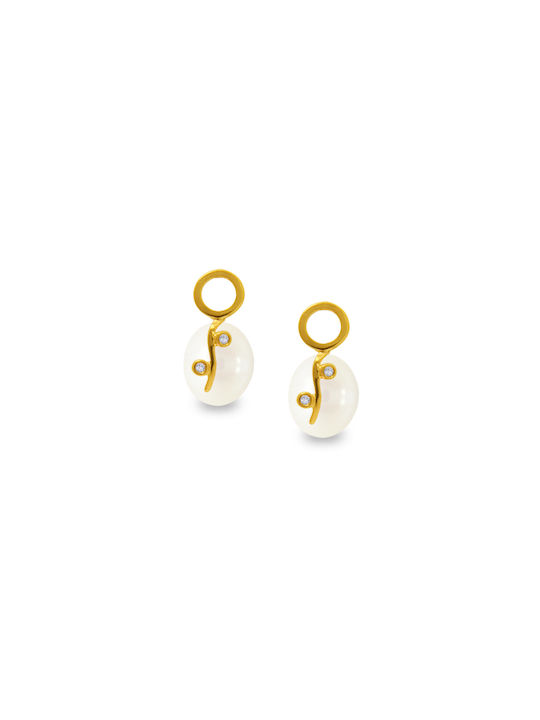 Earrings Dangling made of Gold 18K with Pearls