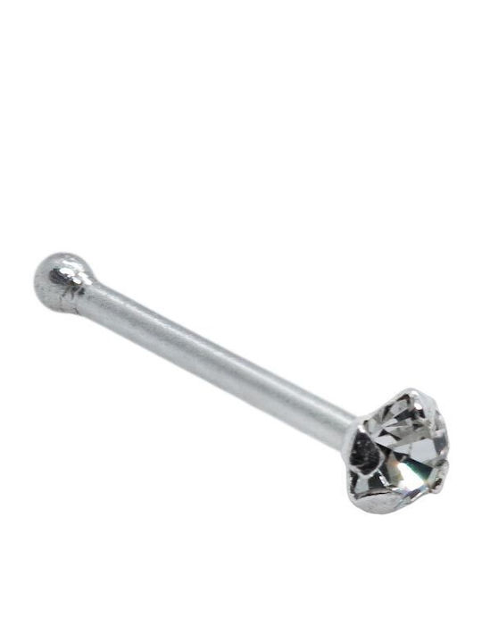 Piercing.gr Σκουλαρίκι Μπάρα Μύτης από Ασήμι 0.6mm Λευκό