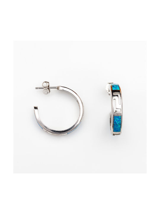 Earrings Hoops made of Silver with Stones