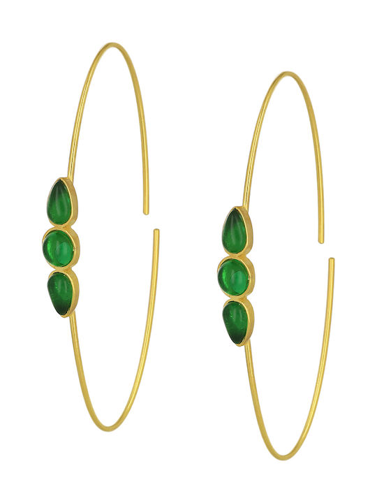 Earrings Hoops made of Silver Gold Plated with Stones