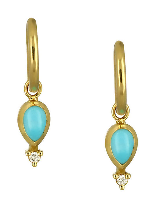 Earrings Dangling made of Gold 18K with Diamond