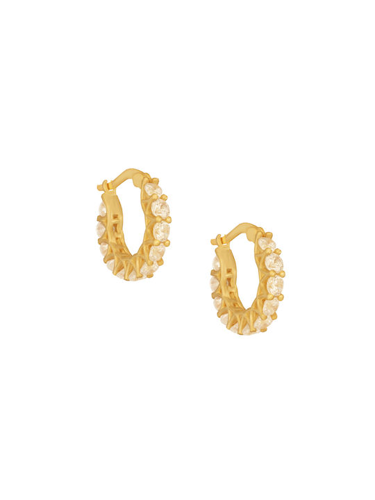 Tennis Huggies Earrings Hoops made of Silver Gold Plated