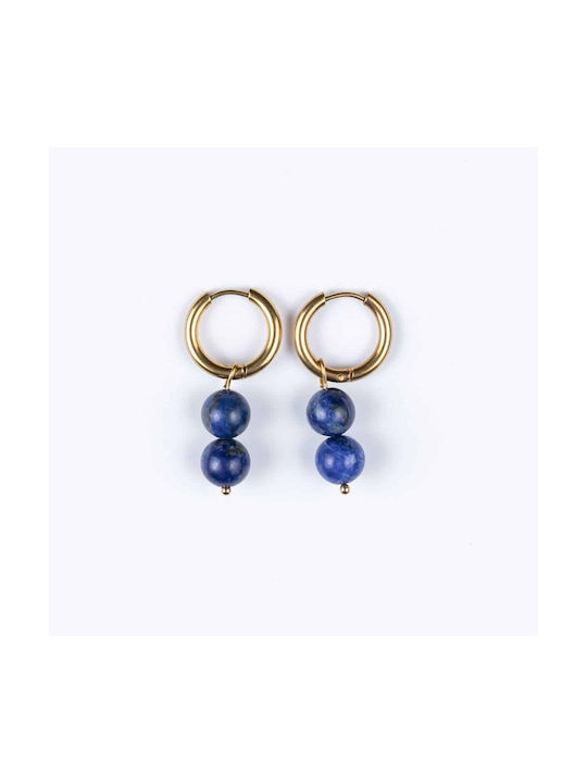 Earrings Hoops from Steel Gold Plated with Stones