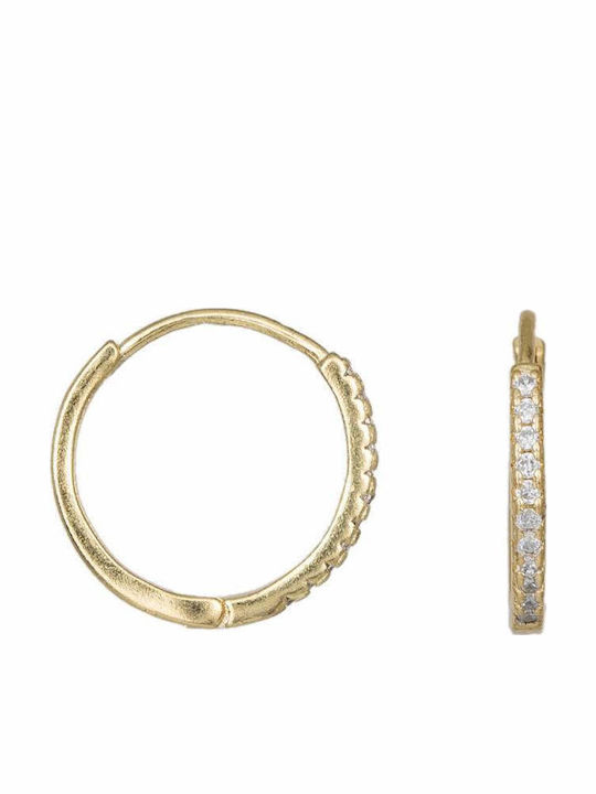 Earrings Hoops made of Silver Gold Plated with Stones