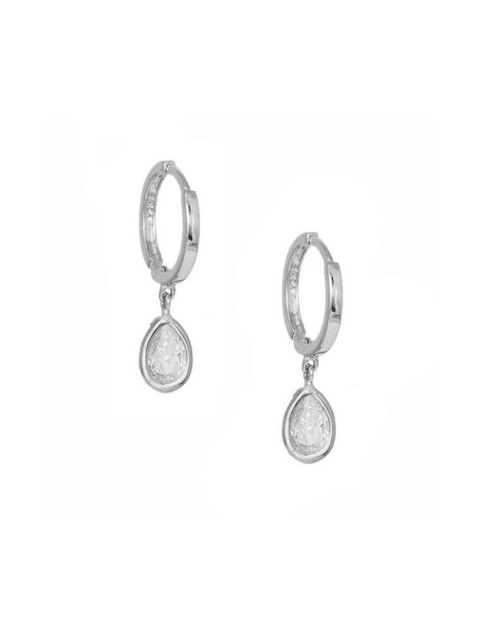 Earrings Hoops made of Platinum with Stones