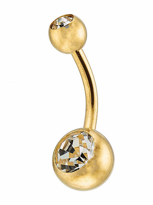 Touch Belly Button Piercing Made of Gold Plated Steel White