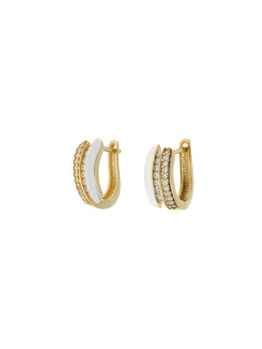 Ioannou24 Earrings Hoops made of Gold 14K with Stones