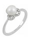 Women's White Gold Ring with Pearl 14K