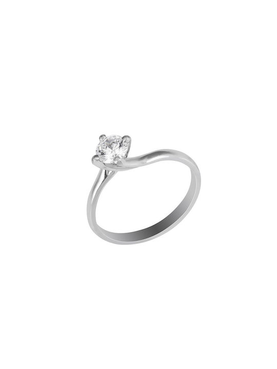 Women's Ring with Zircon from White Gold 14K