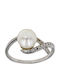 Roloi Kaliamanis Damen Ring mit Perlen & Zirkonia aus Weißgold 14K