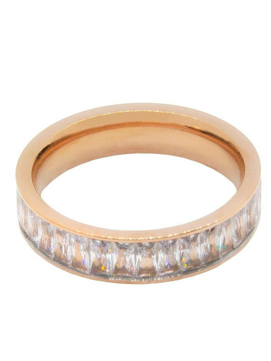 Piercing.gr Дамски Пръстен Цялостен от Стомана Позлатен