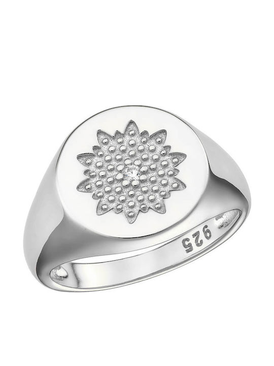 Ioannis Kosmima Damen Chevalier Ring mit Zirkonia aus Silber