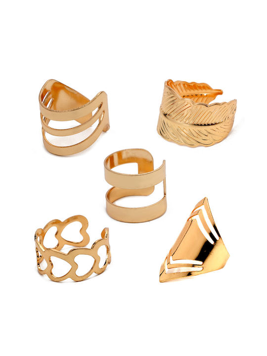 Set Women's Rings Gold Plated