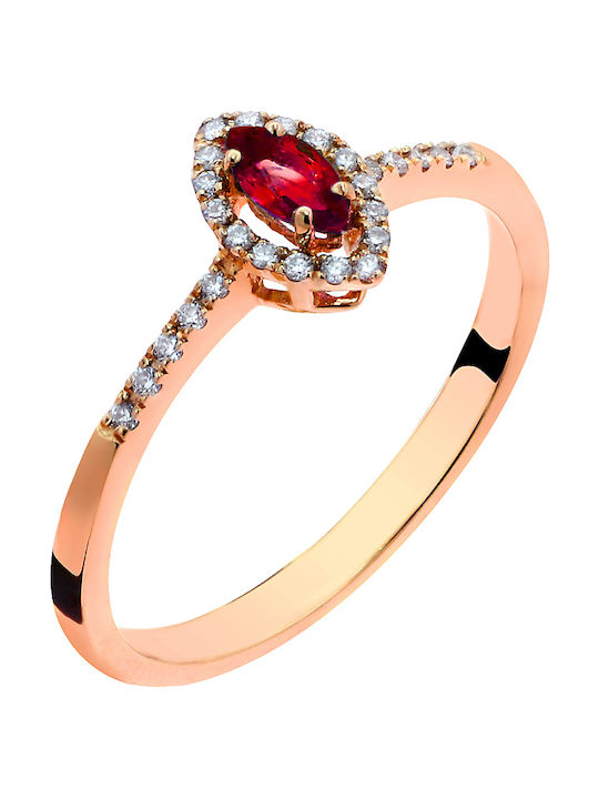 Дамски Пръстен с Камъни от Розово злато 18K