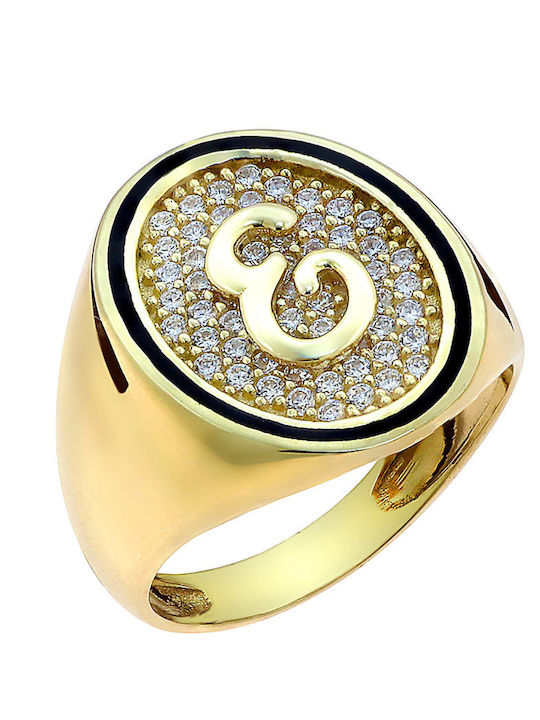 Damen Chevalier Ring mit Zirkonia aus Gold 9K