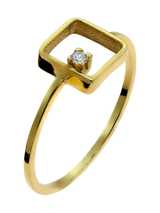 Women's Gold Ring with Zircon 14K