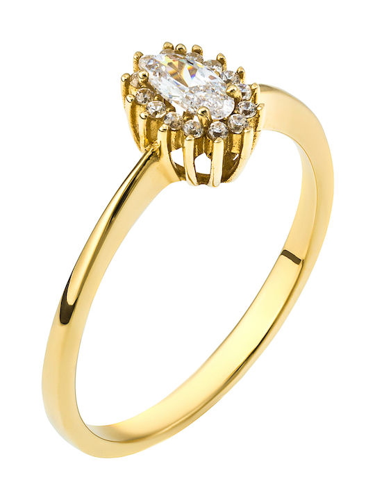 Women's Gold Ring with Zircon 14K