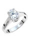 Women's Ring with Diamond & Moissanite in 18K White Gold