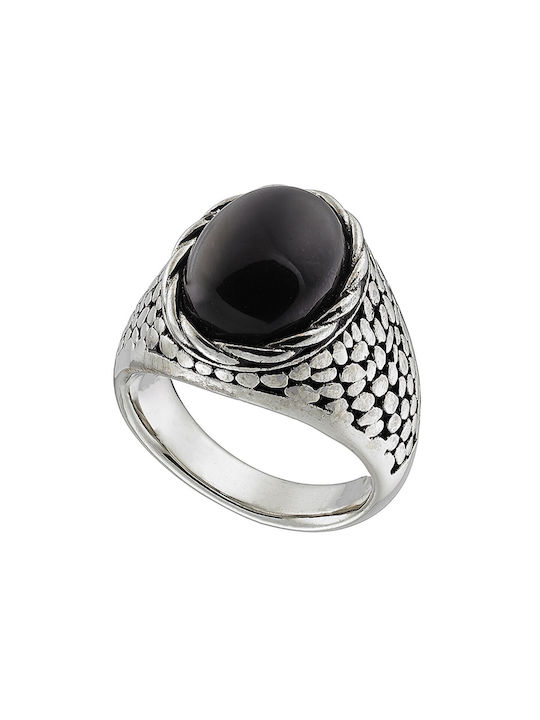 Men's Steel Ring with Stone