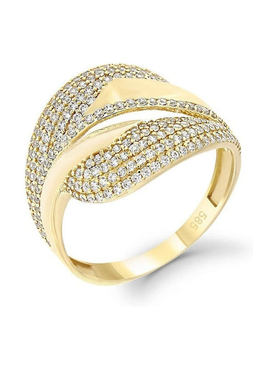 Eforo Damen Ring mit Zirkonia aus Gold 14K