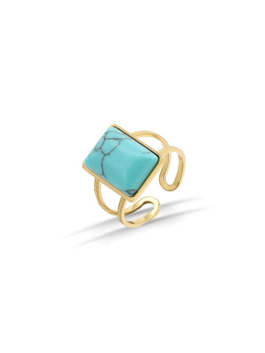 Charmy Women's Gold Plated Steel Ring with Stone