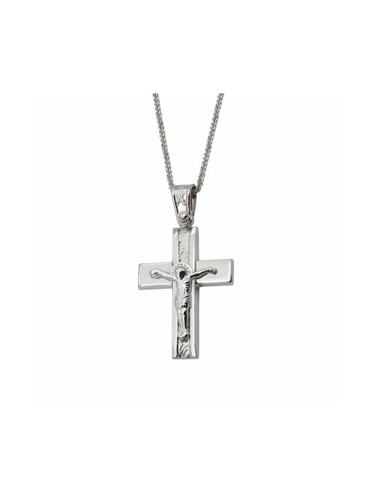 White Gold Cross 9K with Chain