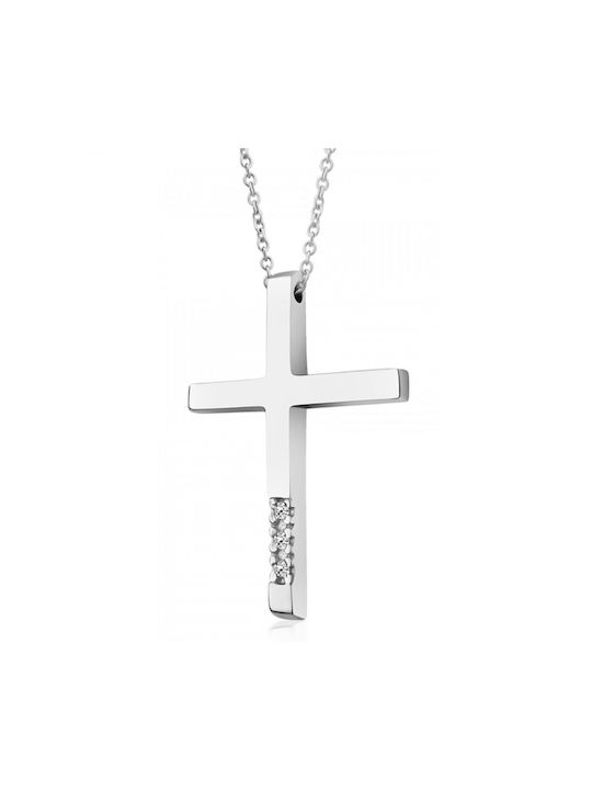 Weißgold Kreuz 18K mit Kette