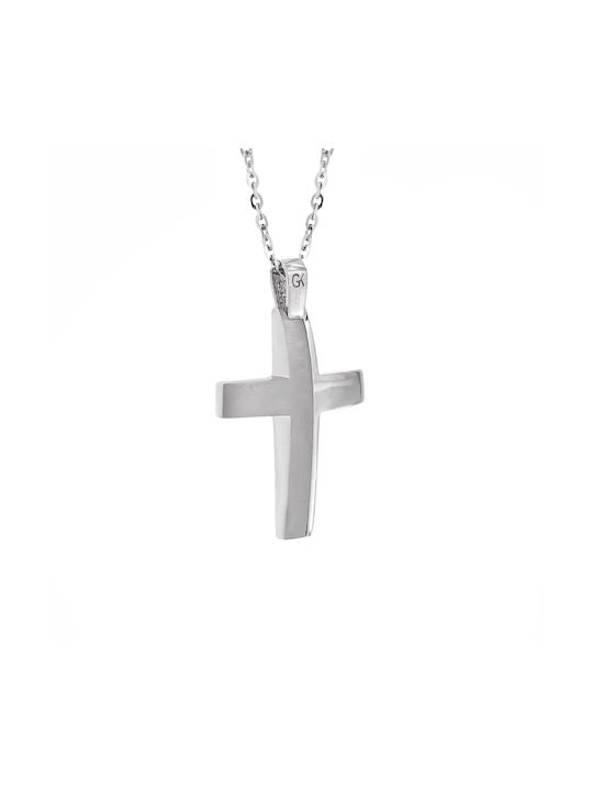 Men's White Gold Cross 14K