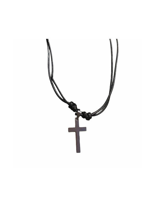 Black Men's Cross with Cord