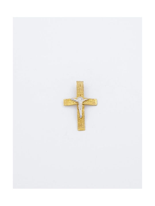 Kirkikosmima Men's Gold Cross 14K Double Sided with the Crucified