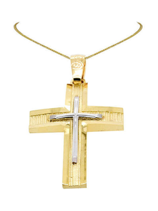 Herren Gold Kreuz 14K mit Kette