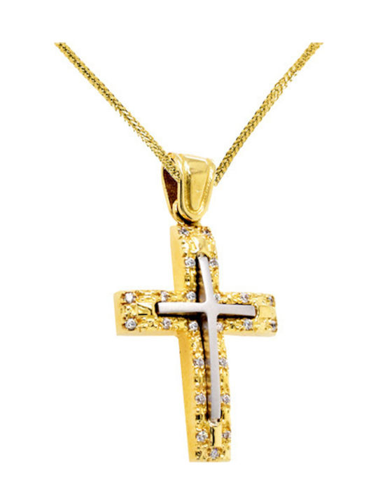 Damen Gold Kreuz 14K mit Kette