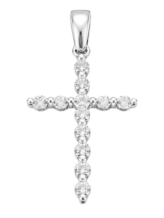 FenixJewelry Γυναικείος Λευκόχρυσος Σταυρός 14Κ χωρίς Αλυσίδα