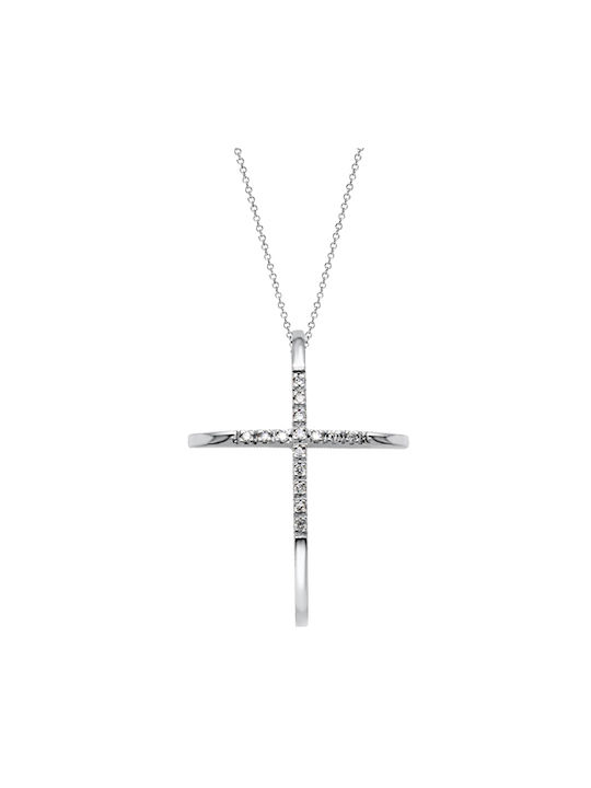 White Gold Cross 18K with Chain