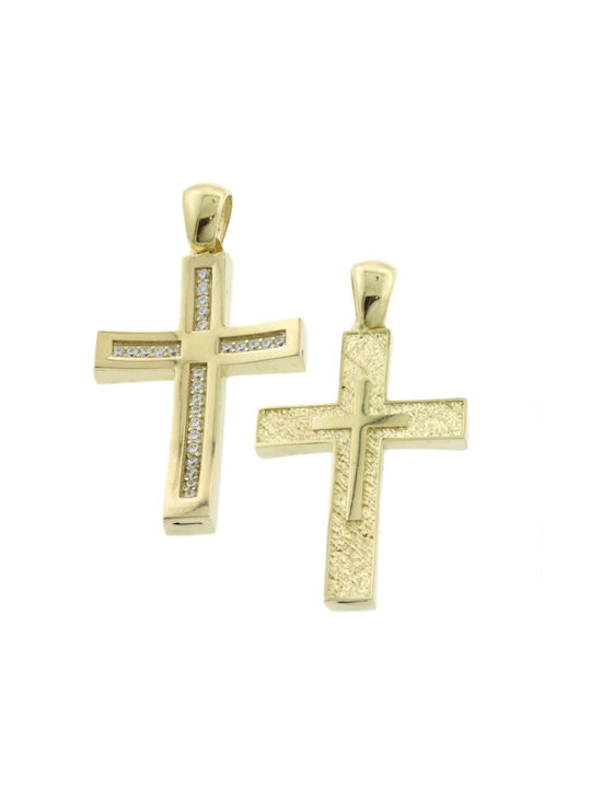 Damen Gold Kreuz 14K Beidseitig