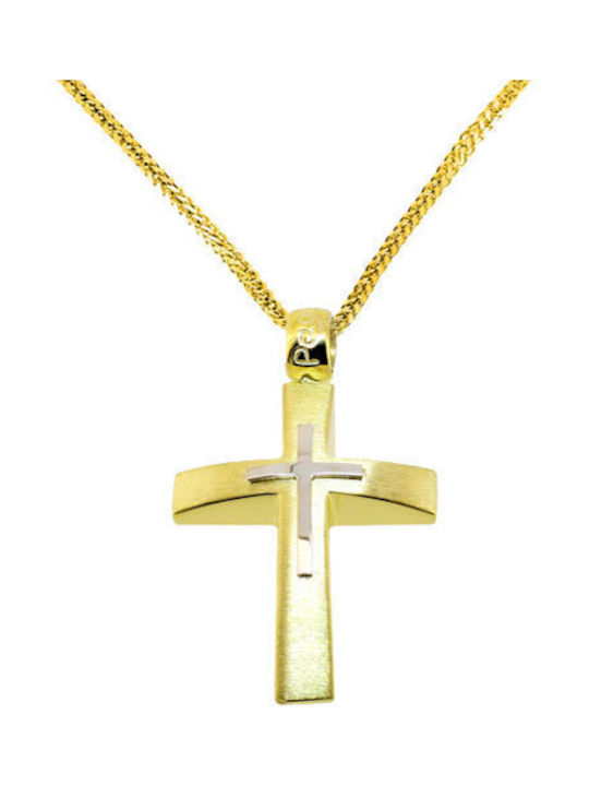 Herren Gold Kreuz 14K mit Kette